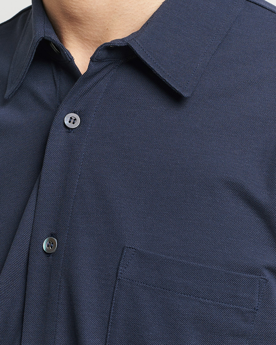 Mies | Kauluspaidat | Sunspel | Long Sleeve Button Down Pique Shirt Navy