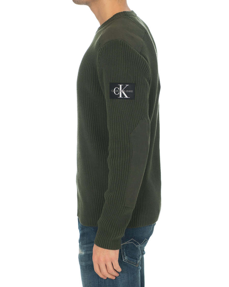 Mies | Puserot | Calvin Klein Jeans | Knitted Monogram Sleeve Badge Crew Neck Deep Depths