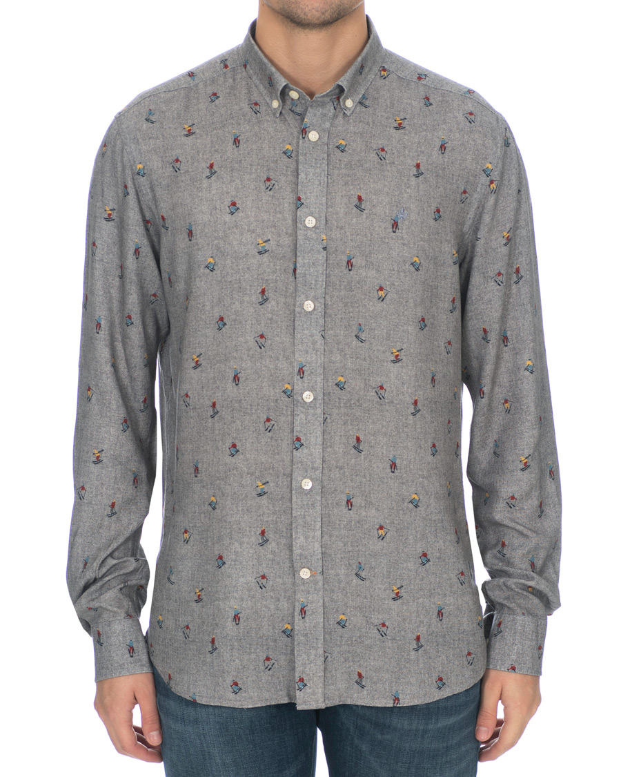 Mies | Kauluspaidat | Morris | Jasper Button Down Tencel Ski Shirt Grey