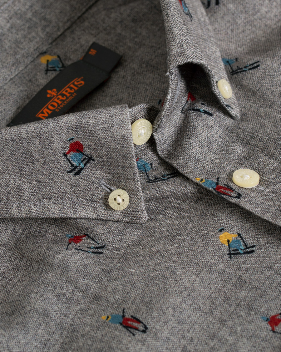 Mies | Kauluspaidat | Morris | Jasper Button Down Tencel Ski Shirt Grey