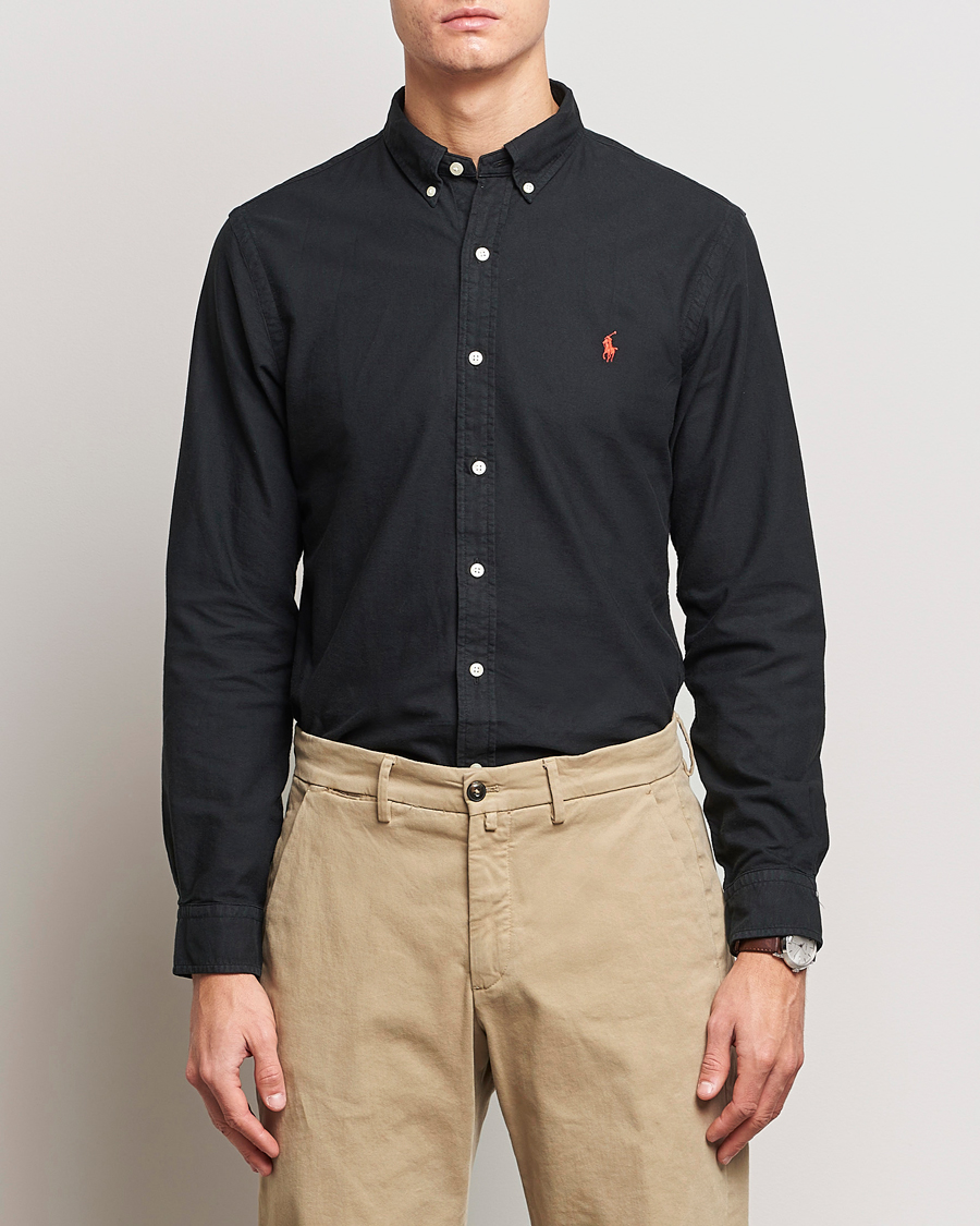 Mies | Kauluspaidat | Polo Ralph Lauren | Slim Fit Garment Dyed Oxford Shirt Polo Black