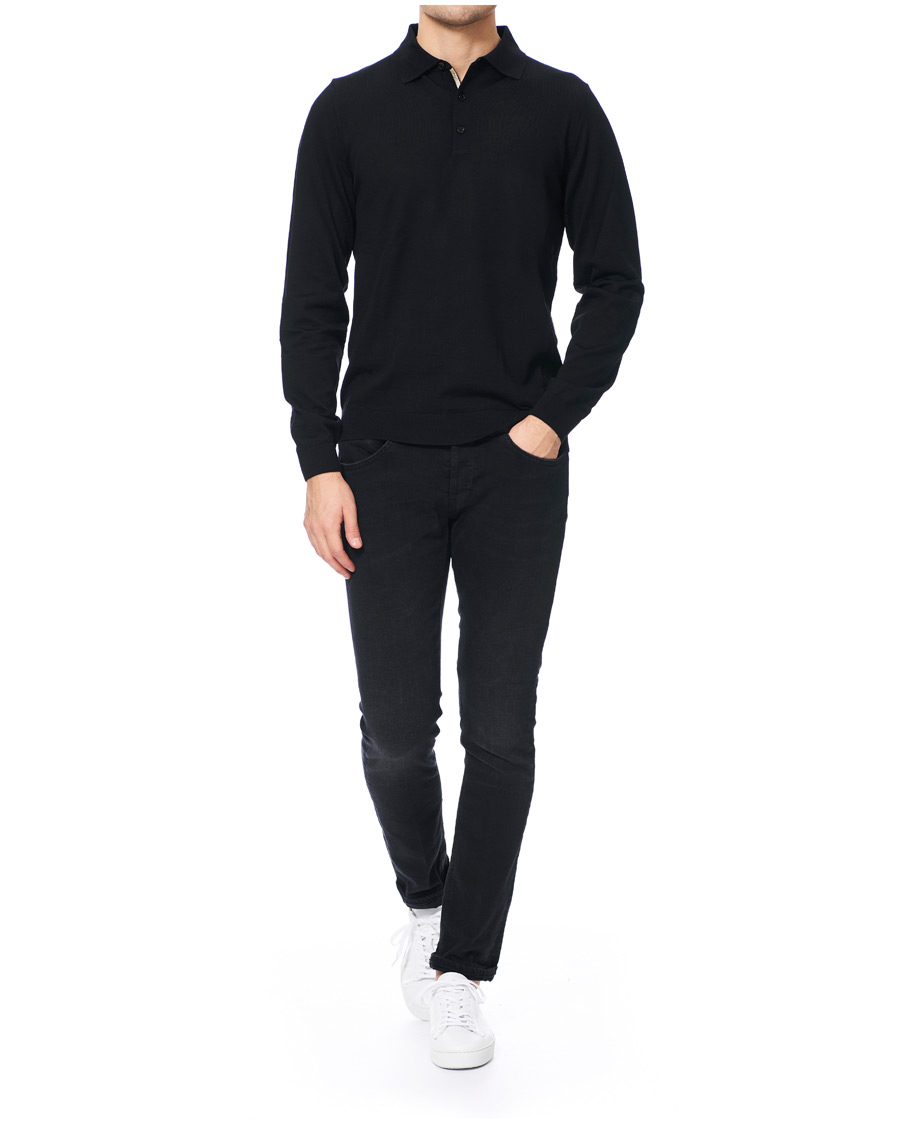 Mies | Puserot | BOSS BLACK | BOSS Grayson Extra Fine Merino Knitted Poloshirt Black