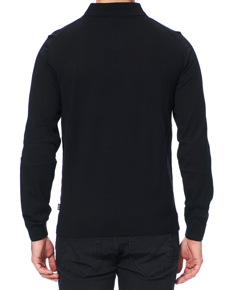 Mies | Puserot | BOSS BLACK | BOSS Grayson Extra Fine Merino Knitted Poloshirt Black