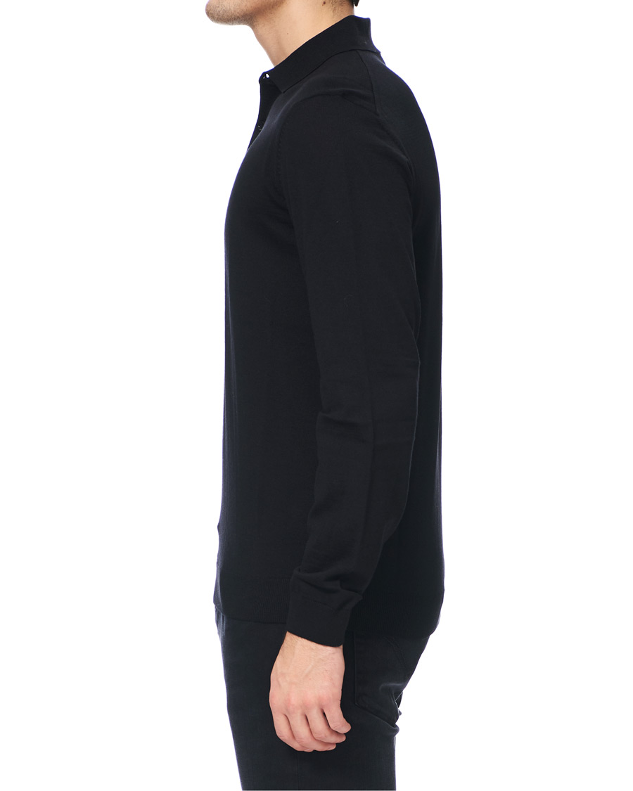Mies | Puserot | BOSS BLACK | BOSS Grayson Extra Fine Merino Knitted Poloshirt Black