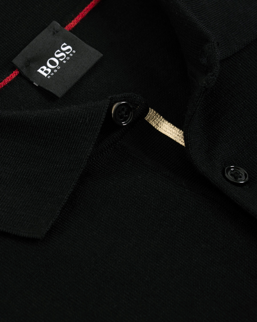 Mies | Puserot | BOSS BLACK | BOSS Grayson Extra Fine Merino Knitted Poloshirt Black