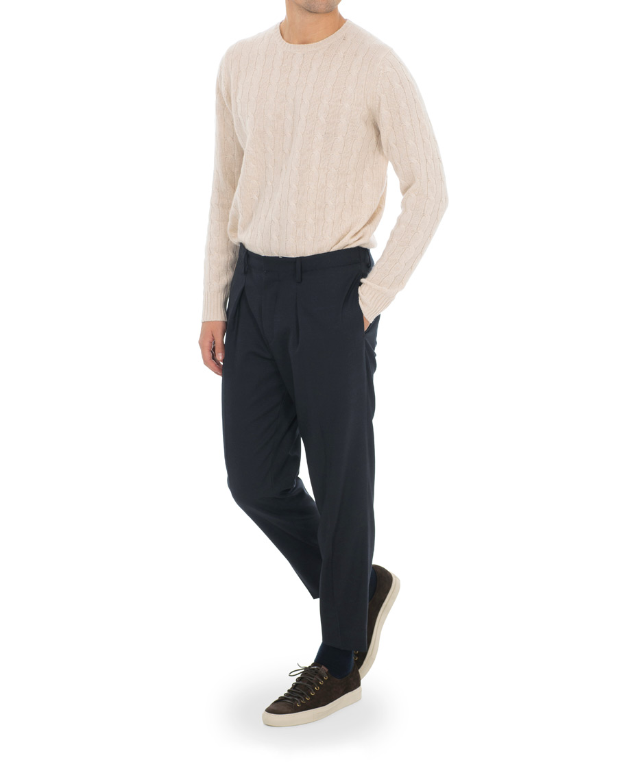 Mies | Housut | Tiger of Sweden | Tarine Cropt Pleated Trousers Navy