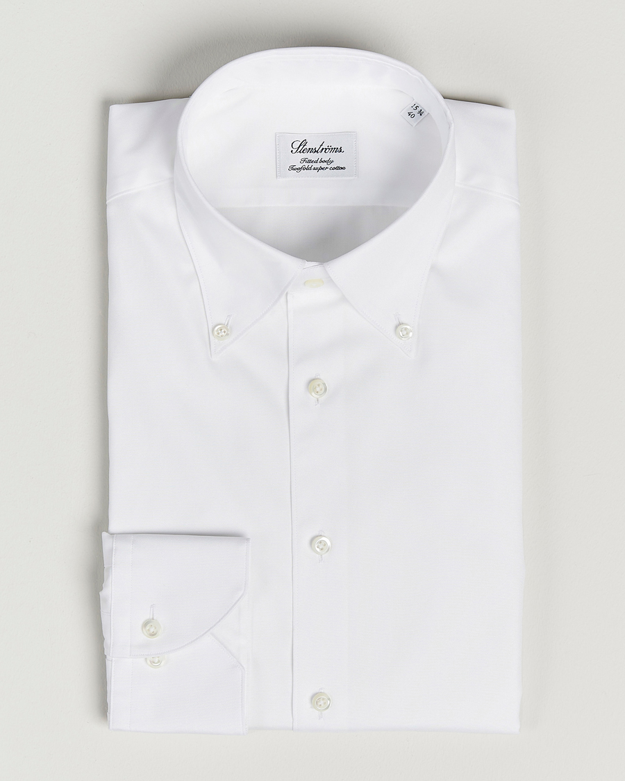 Mies | Bisnespaidat | Stenströms | Fitted Body Button Down Shirt White