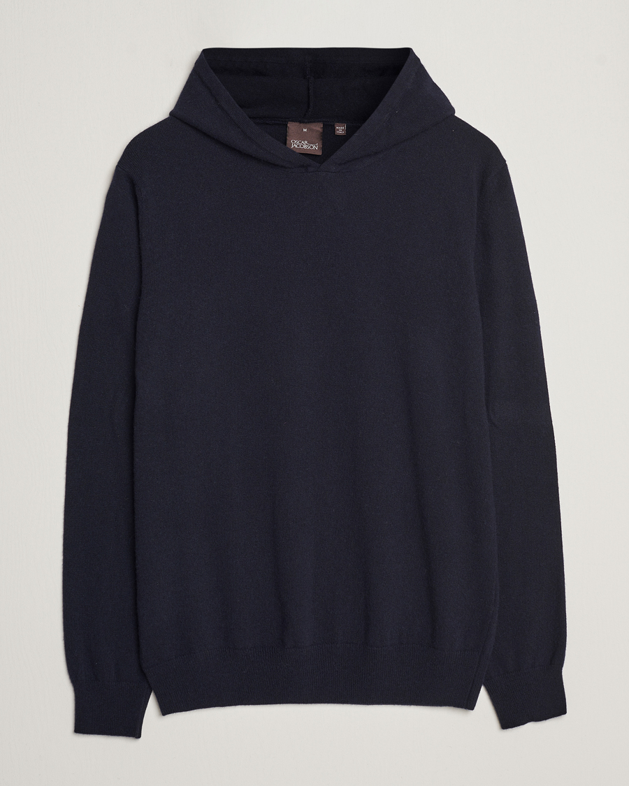 Mies | Puserot | Oscar Jacobson | Pascal Wool/Cashmere Hoodie Navy