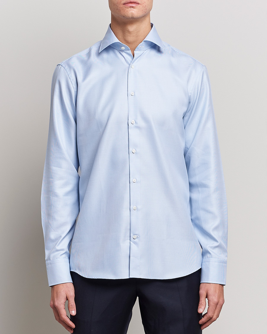 Mies | Kauluspaidat | Stenströms | Fitted Body Houndstooth Shirt Blue