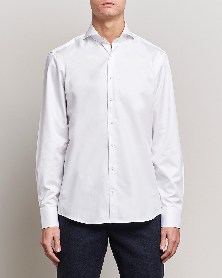Mies |  | Stenströms | Fitted Body Extreme Cut Away Shirt White