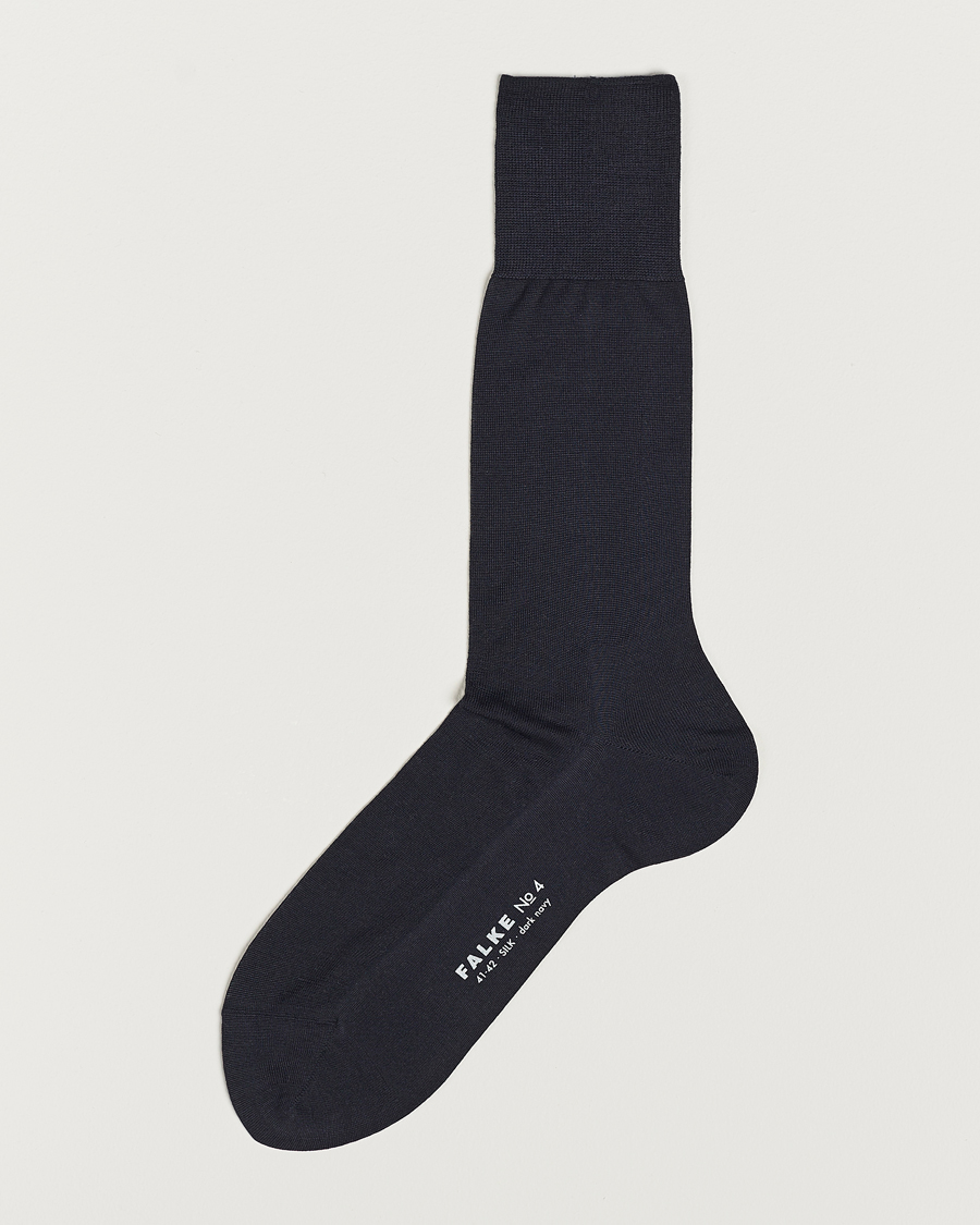 Miehet |  | Falke | No. 4 Pure Silk Socks Dark Navy