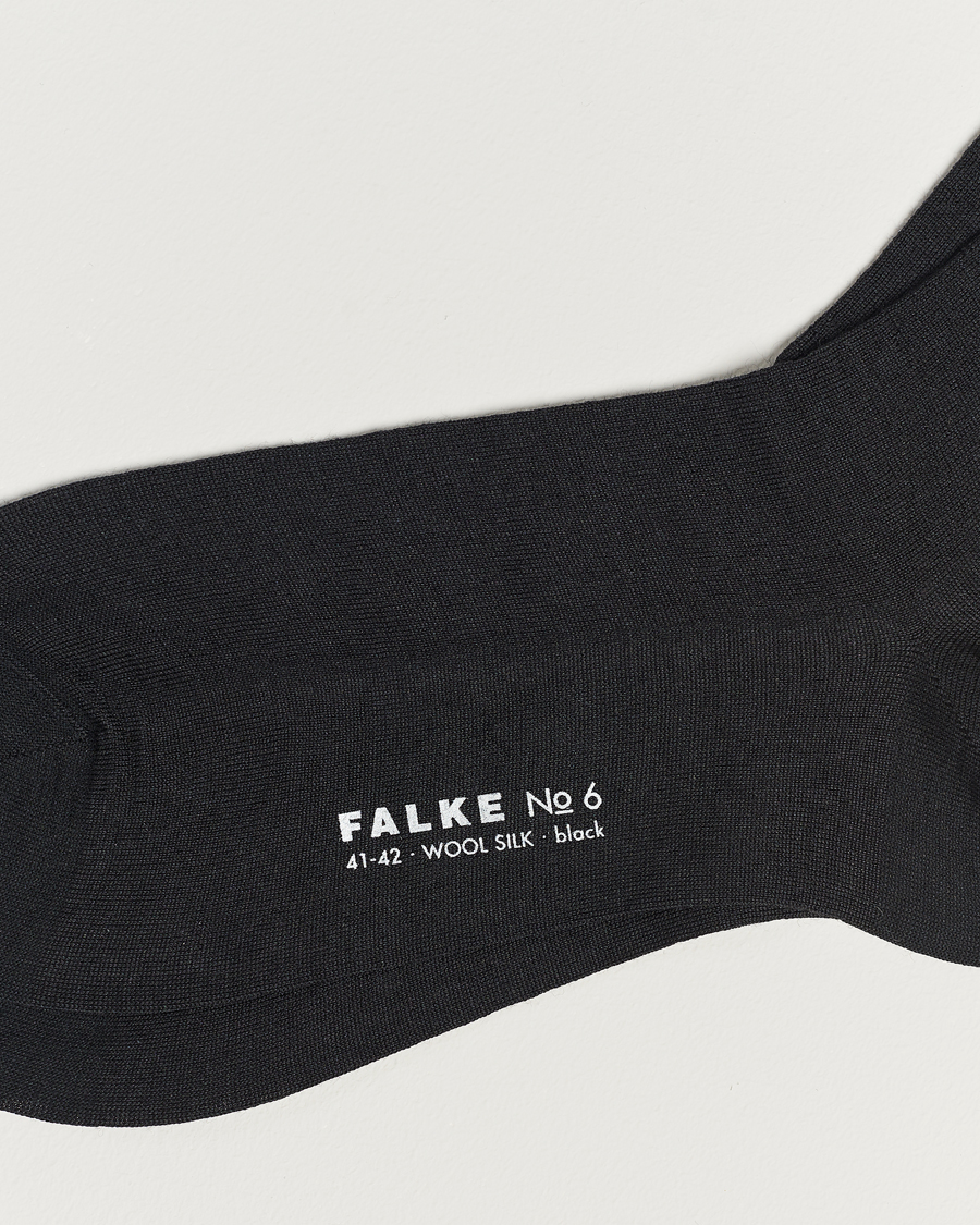 Mies | Merinovillasukat | Falke | No. 6 Finest Merino & Silk Socks Black
