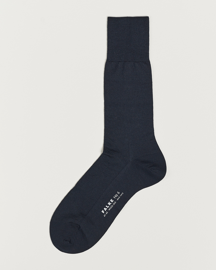 Mies | Alusvaatteet | Falke | No. 6 Finest Merino & Silk Socks Dark Navy