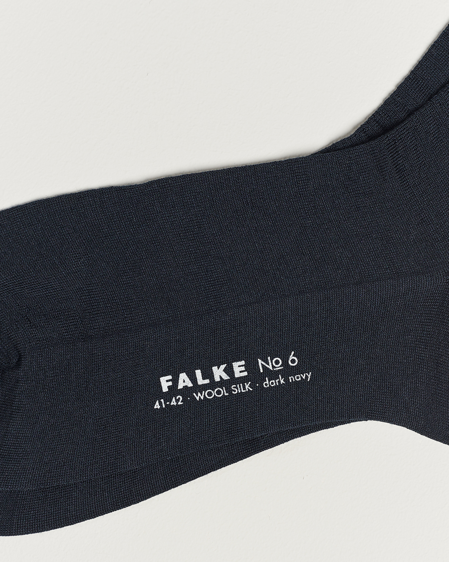 Mies |  | Falke | No. 6 Finest Merino & Silk Socks Dark Navy