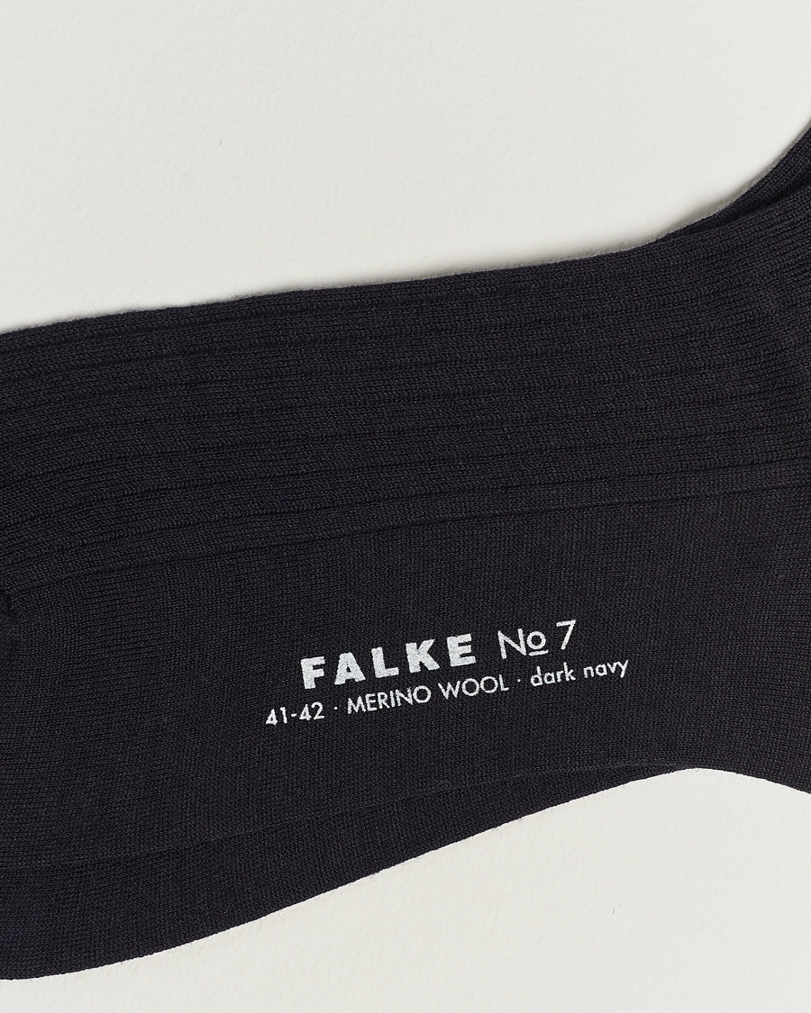 Mies |  | Falke | No. 7 Finest Merino Ribbed Socks Dark Navy