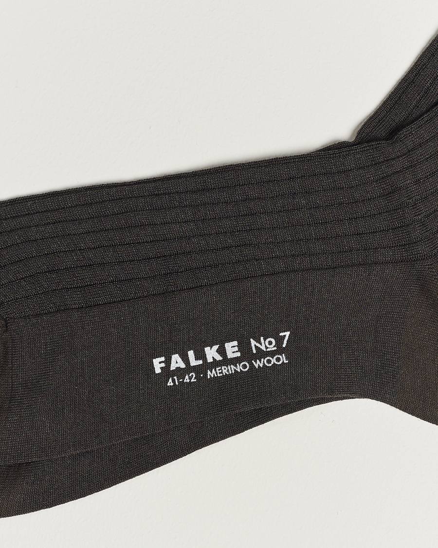 Mies |  | Falke | No. 7 Finest Merino Ribbed Socks Brown