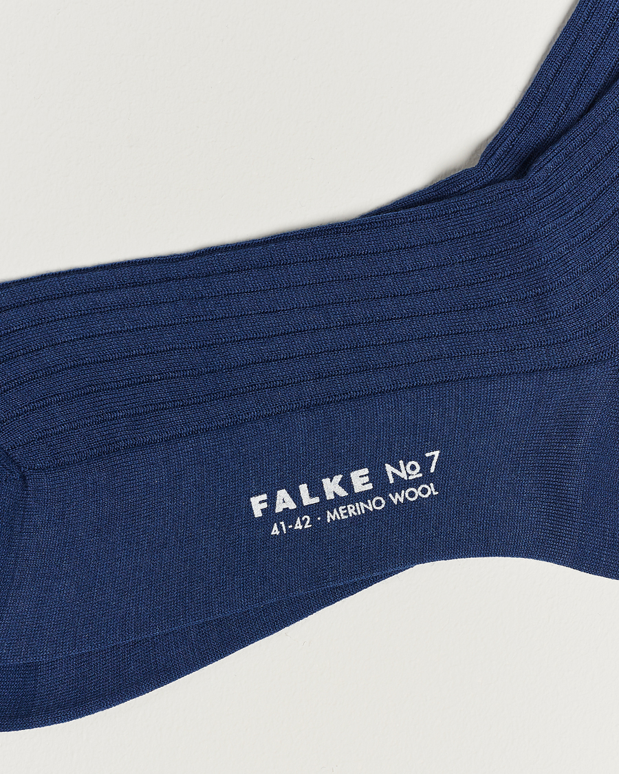 Mies | Alusvaatteet | Falke | No. 7 Finest Merino Ribbed Socks Royal Blue