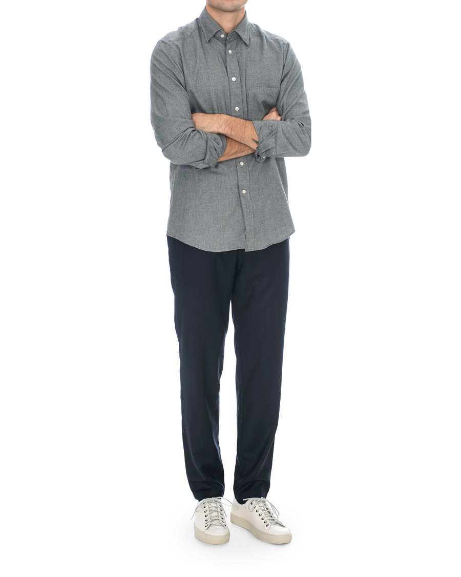 Mies | Kauluspaidat | Eton | Slim Fit Flannel Button Under Shirt Light Grey