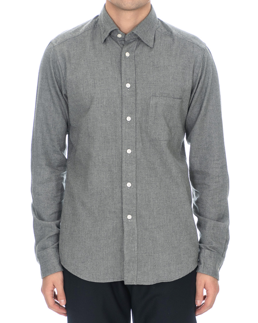 Mies | Kauluspaidat | Eton | Slim Fit Flannel Button Under Shirt Light Grey