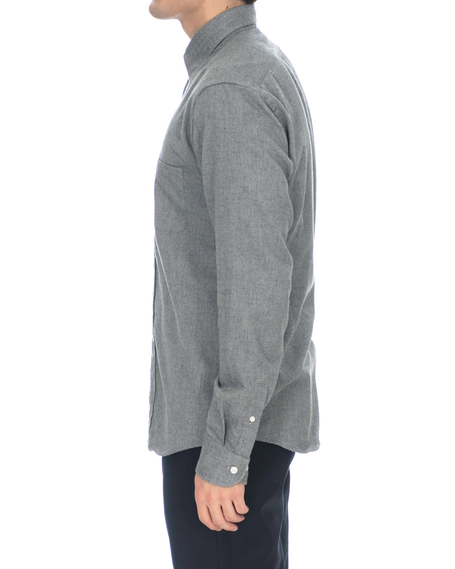 Mies | Kauluspaidat | Eton | Slim Fit Flannel Button Under Shirt Light Grey