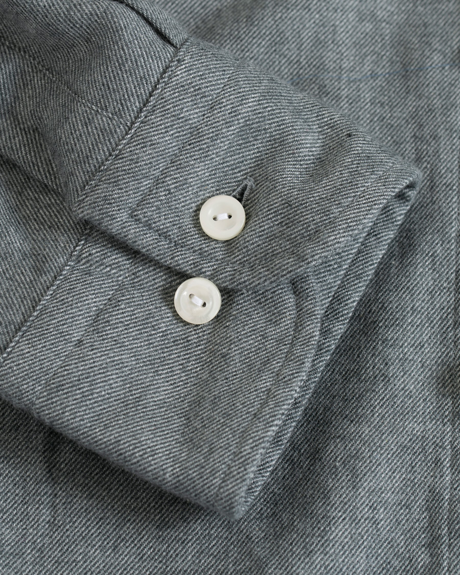 Mies | Kauluspaidat | Eton | Slim Fit Flannel Button Under Shirt Light Grey