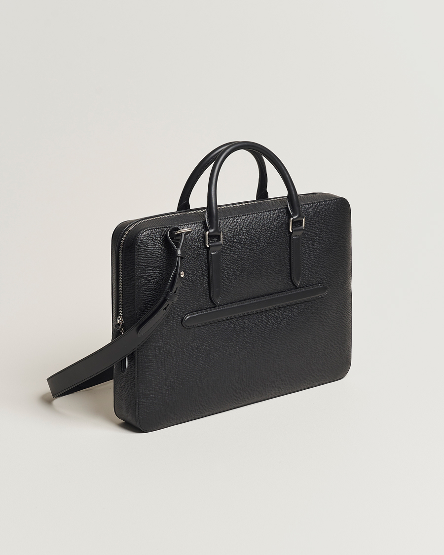Mies | Laukut | Smythson | Ludlow Slim Briefcase With Zip Front Black