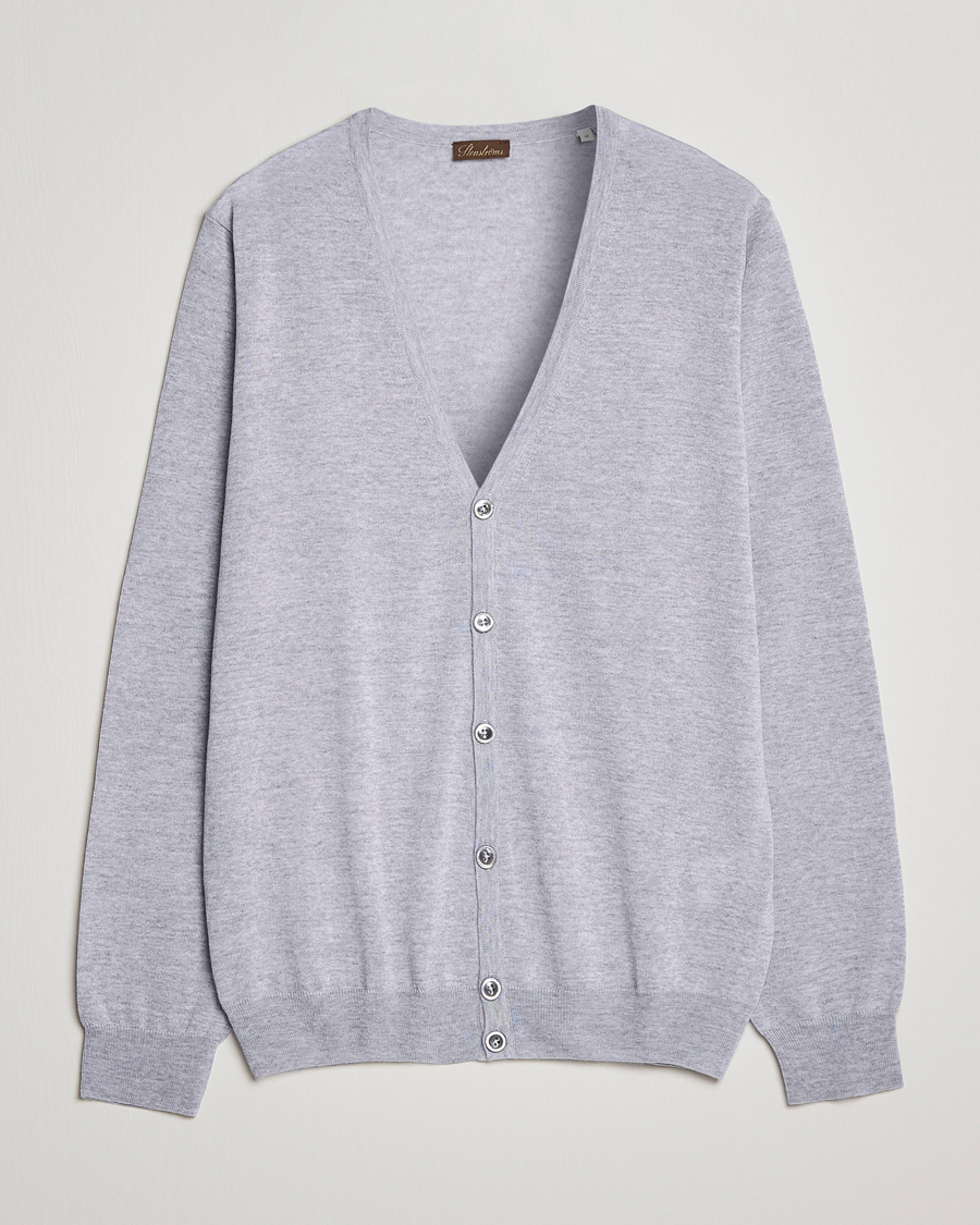 Mies | Puserot | Stenströms | Merino Zegna Knitted Cardigan Light Grey
