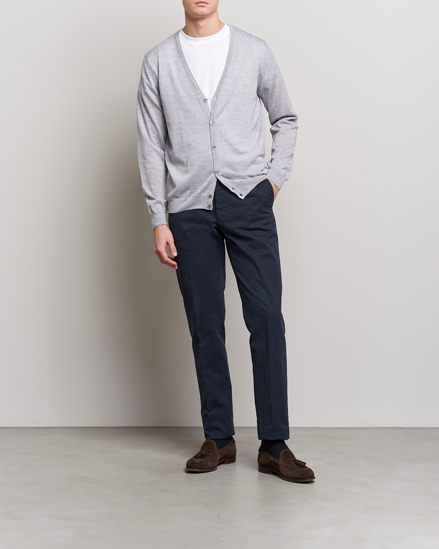 Mies | Puserot | Stenströms | Merino Zegna Knitted Cardigan Light Grey