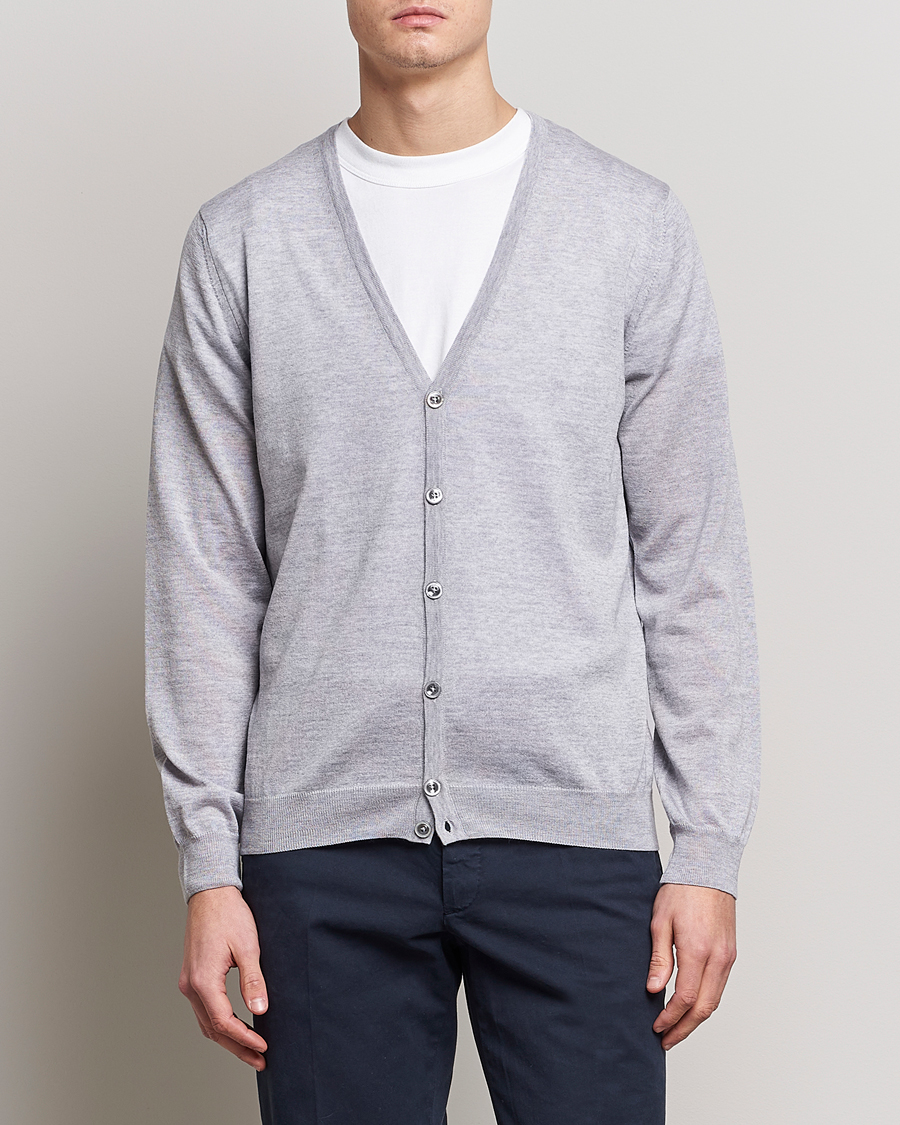 Mies | Alennusmyynti vaatteet | Stenströms | Merino Zegna Knitted Cardigan Light Grey