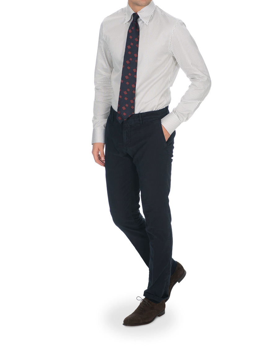 Mies | Kauluspaidat | Stenströms | Slimline Striped Twill Button Down Shirt Green