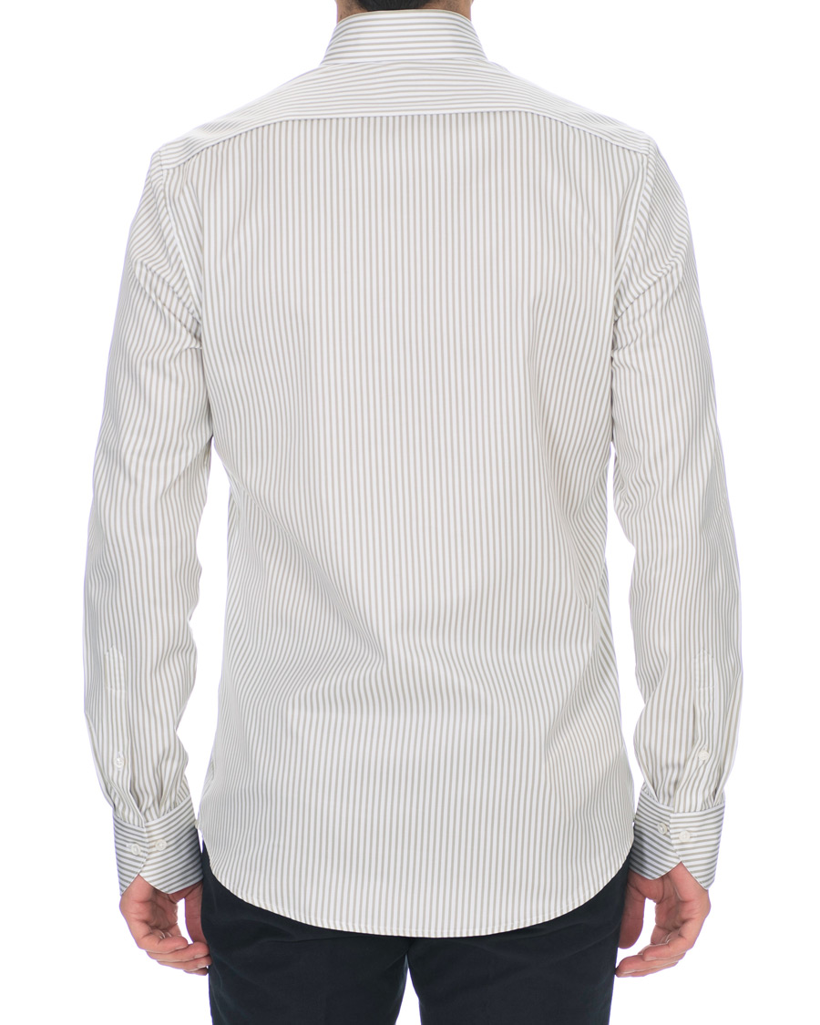 Mies | Kauluspaidat | Stenströms | Slimline Striped Twill Button Down Shirt Green