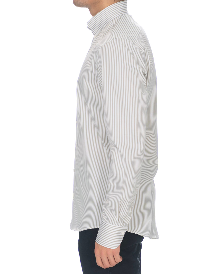 Mies | Kauluspaidat | Stenströms | Slimline Striped Twill Button Down Shirt Green