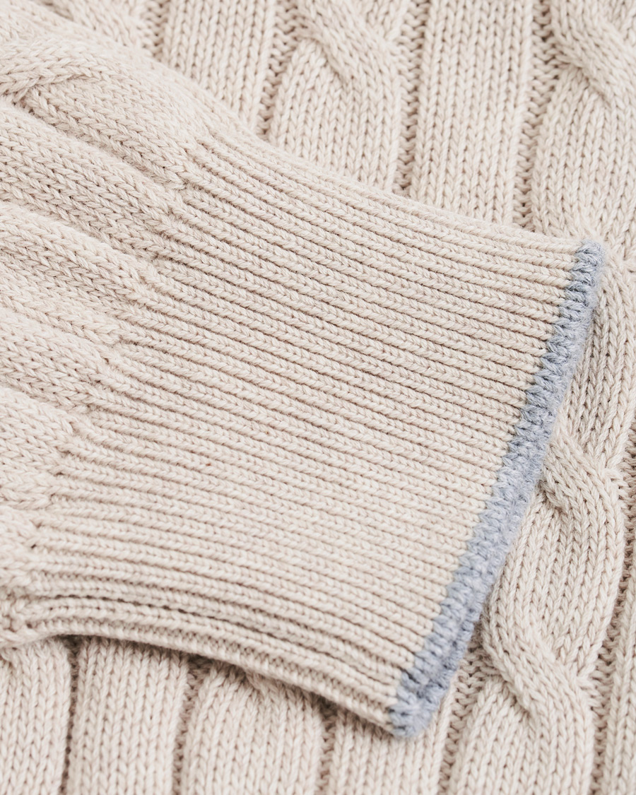 Mies | Puserot | Brunello Cucinelli | Crew Neck Cotton Cable Sweater Beige