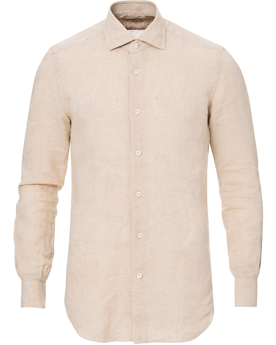 Mies | Kauluspaidat | Mazzarelli | Linen Cut Away Shirt Sand