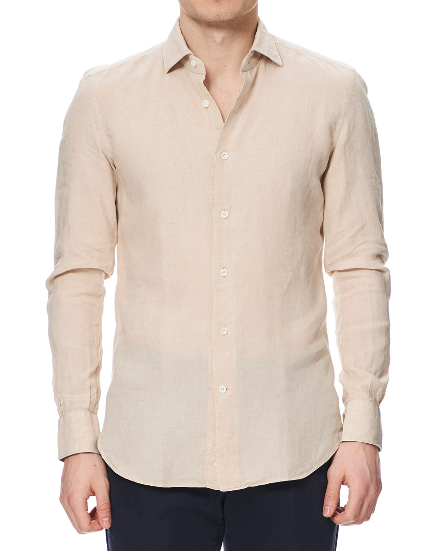 Mies | Kauluspaidat | Mazzarelli | Linen Cut Away Shirt Sand