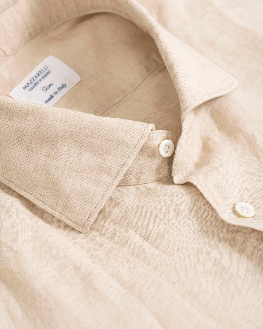 Mies | Kauluspaidat | Mazzarelli | Linen Cut Away Shirt Sand