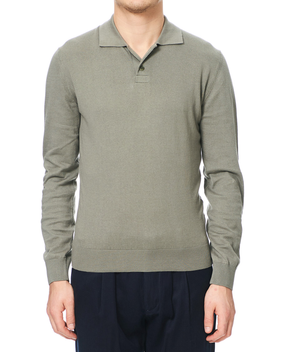 Mies | Puserot | A.P.C. | Aymar Cotton Cashmere Knitted Polo Kaki Clair