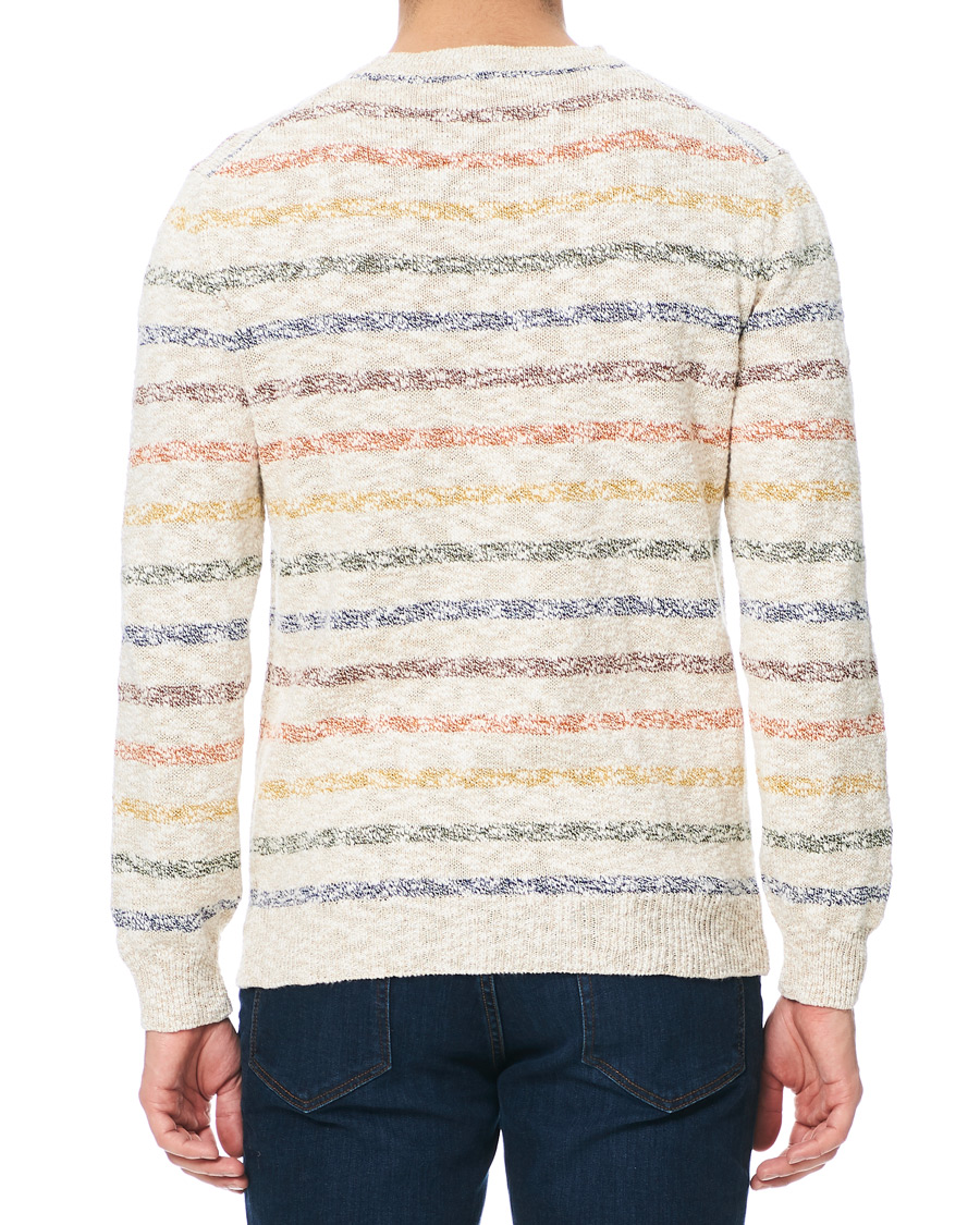 Mies | Puserot | Altea | Cotton/Linen Multi Stripe Sweater Beige