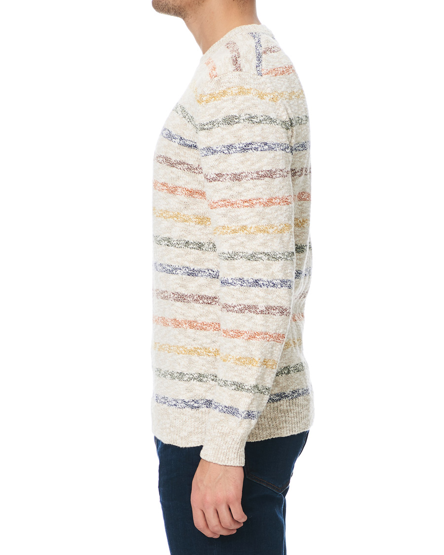 Mies | Puserot | Altea | Cotton/Linen Multi Stripe Sweater Beige