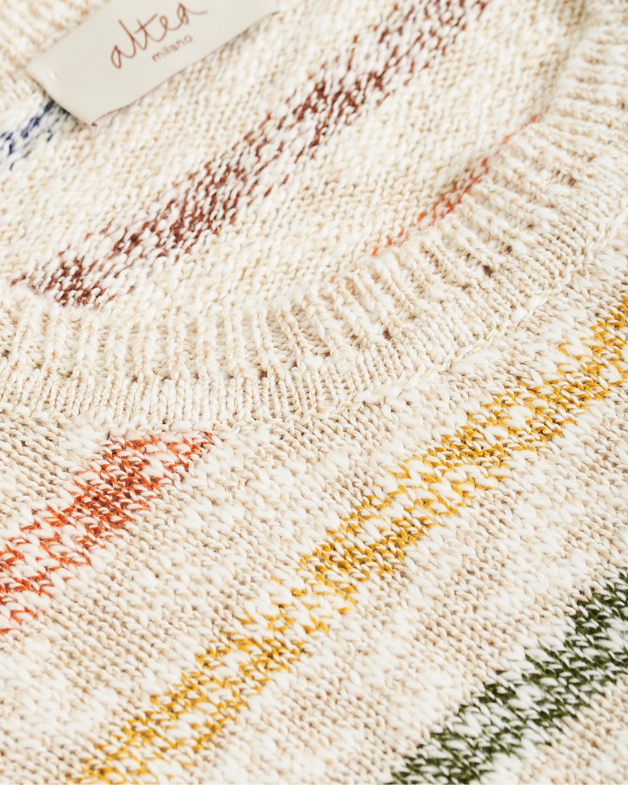 Mies | Puserot | Altea | Cotton/Linen Multi Stripe Sweater Beige