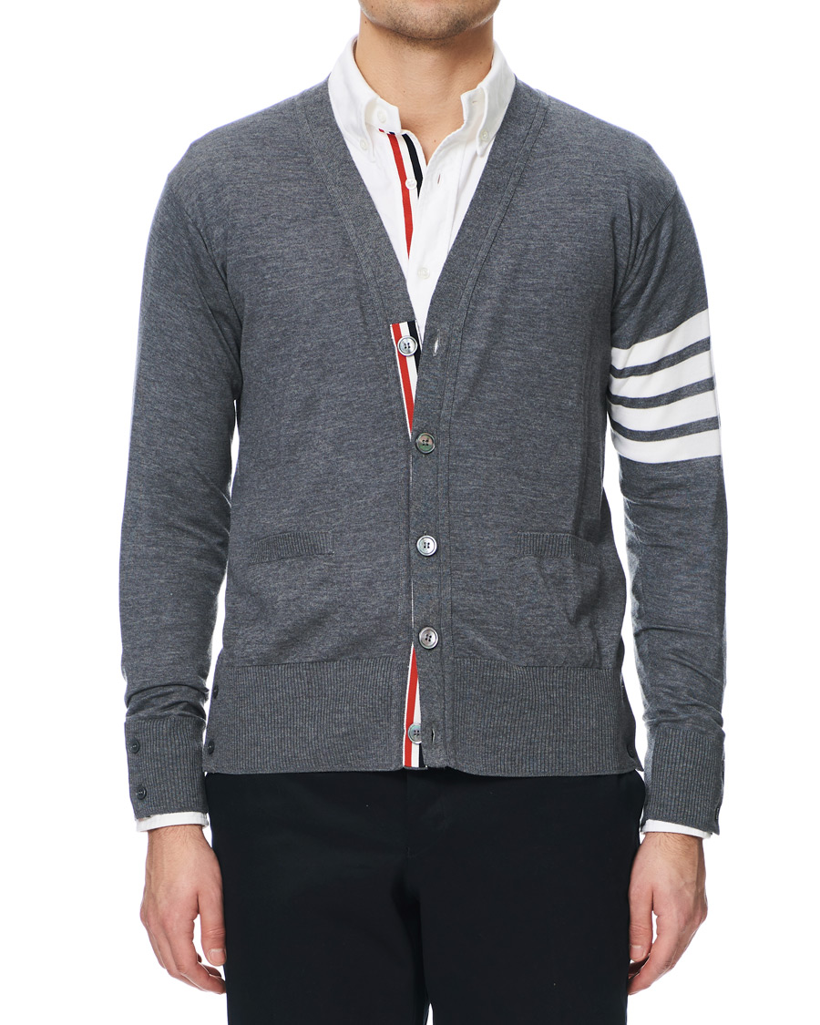 Mies | Puserot | Thom Browne | Merino Wool Cardigan Heather Grey