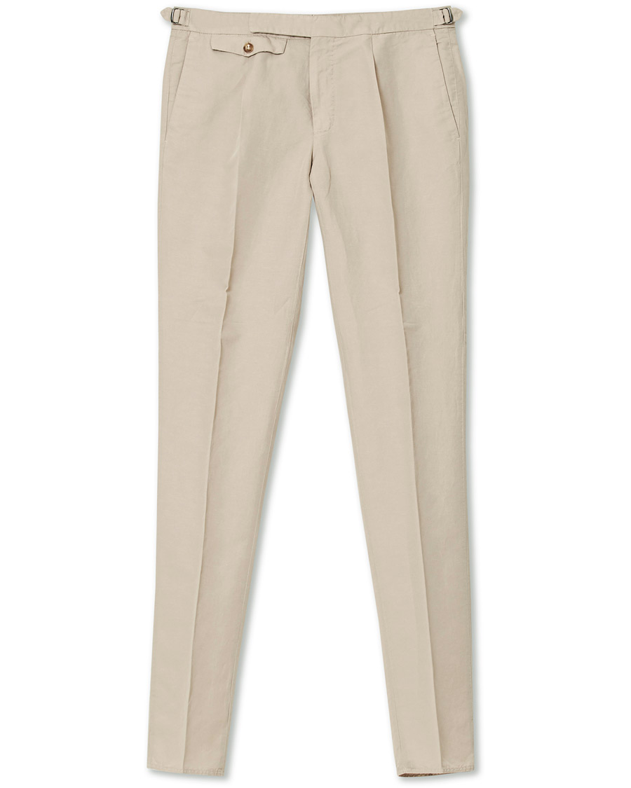 Mies | Housut | Incotex | Slim Fit Pleated Chinolino Trousers Beige