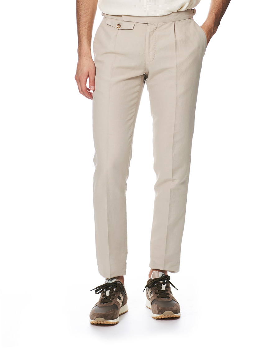 Mies | Housut | Incotex | Slim Fit Pleated Chinolino Trousers Beige
