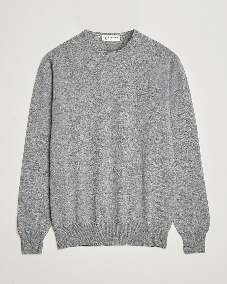 Mies | Puserot | Piacenza Cashmere | Cashmere Crew Neck Sweater Light Grey