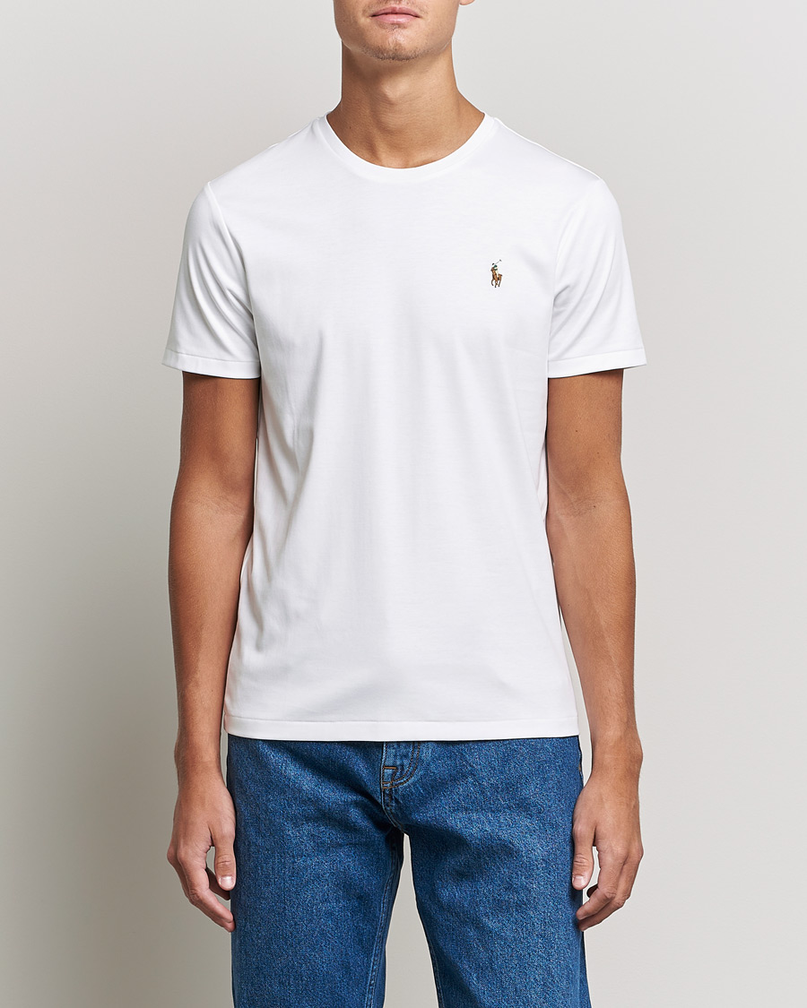 Mies | Preppy Authentic | Polo Ralph Lauren | Luxury Pima Cotton Crew Neck T-Shirt White
