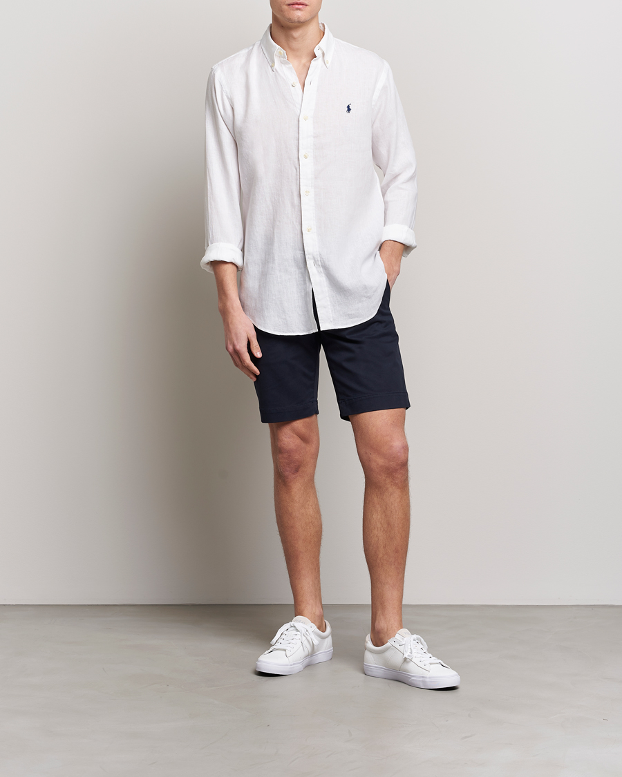 Mies | Kauluspaidat | Polo Ralph Lauren | Custom Fit Linen Button Down White