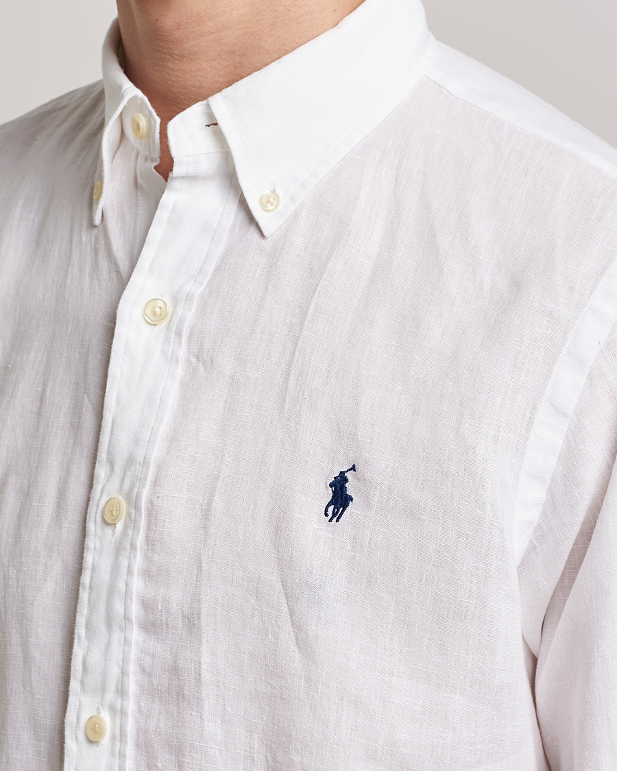 Mies | Kauluspaidat | Polo Ralph Lauren | Custom Fit Linen Button Down White