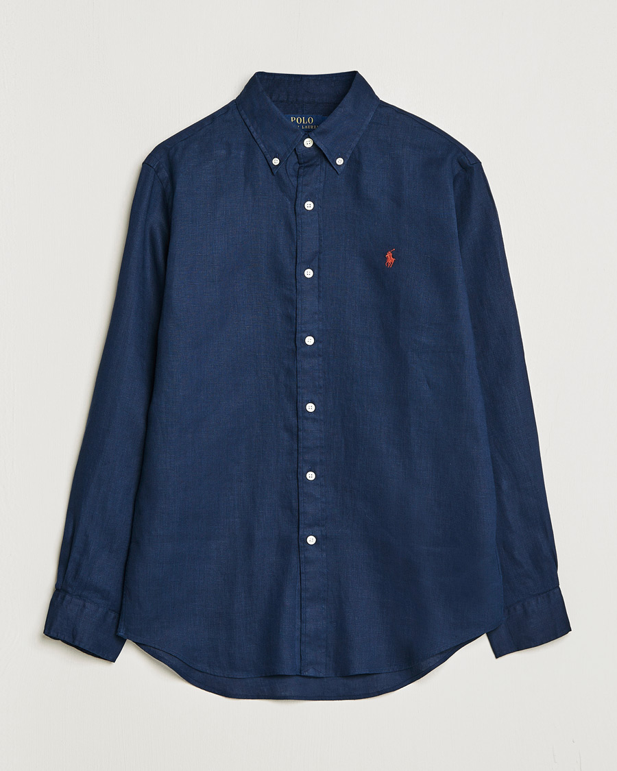 Mies | Kauluspaidat | Polo Ralph Lauren | Custom Fit Linen Button Down Newport Navy