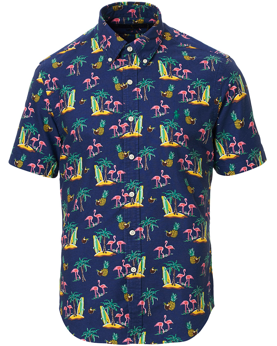 Mies | Kauluspaidat | Polo Ralph Lauren | Slim Fit Printed Short Sleeve Shirt Coconut Flamingo