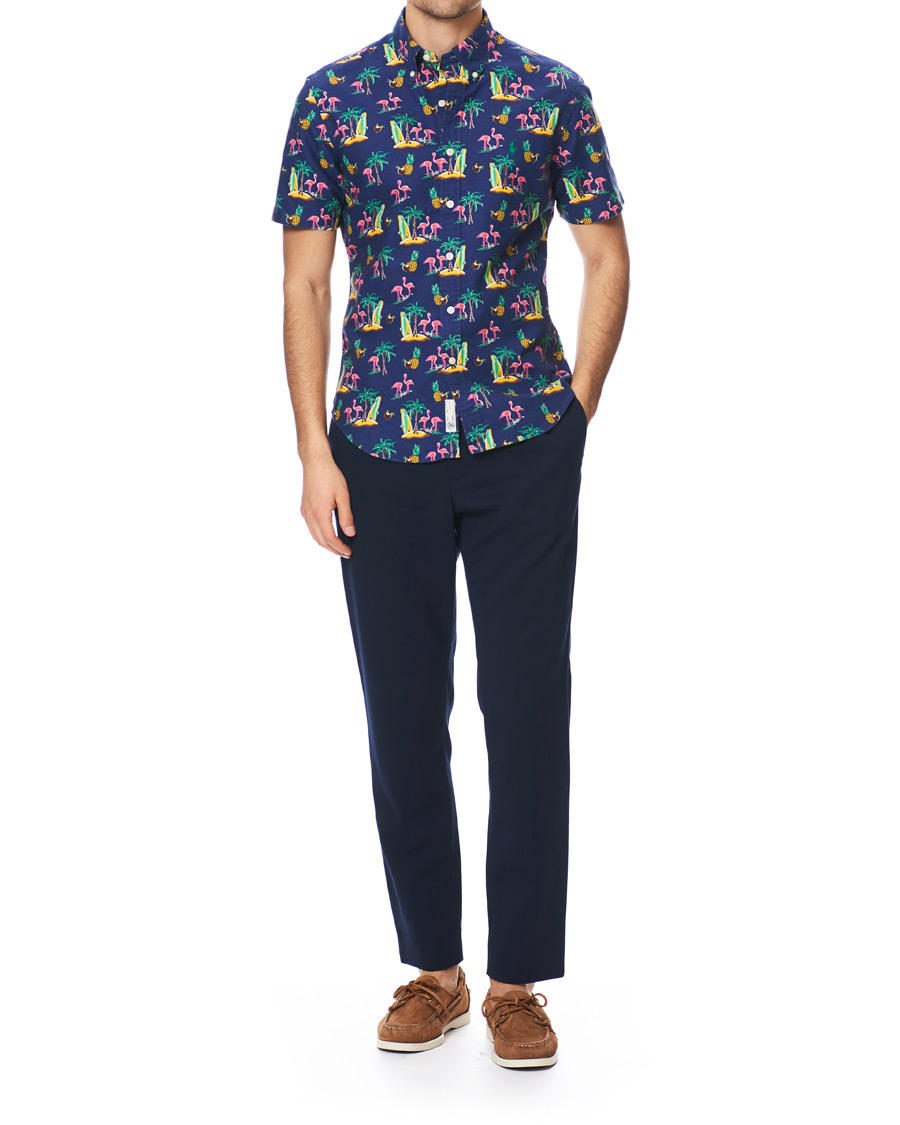 Mies | Kauluspaidat | Polo Ralph Lauren | Slim Fit Printed Short Sleeve Shirt Coconut Flamingo